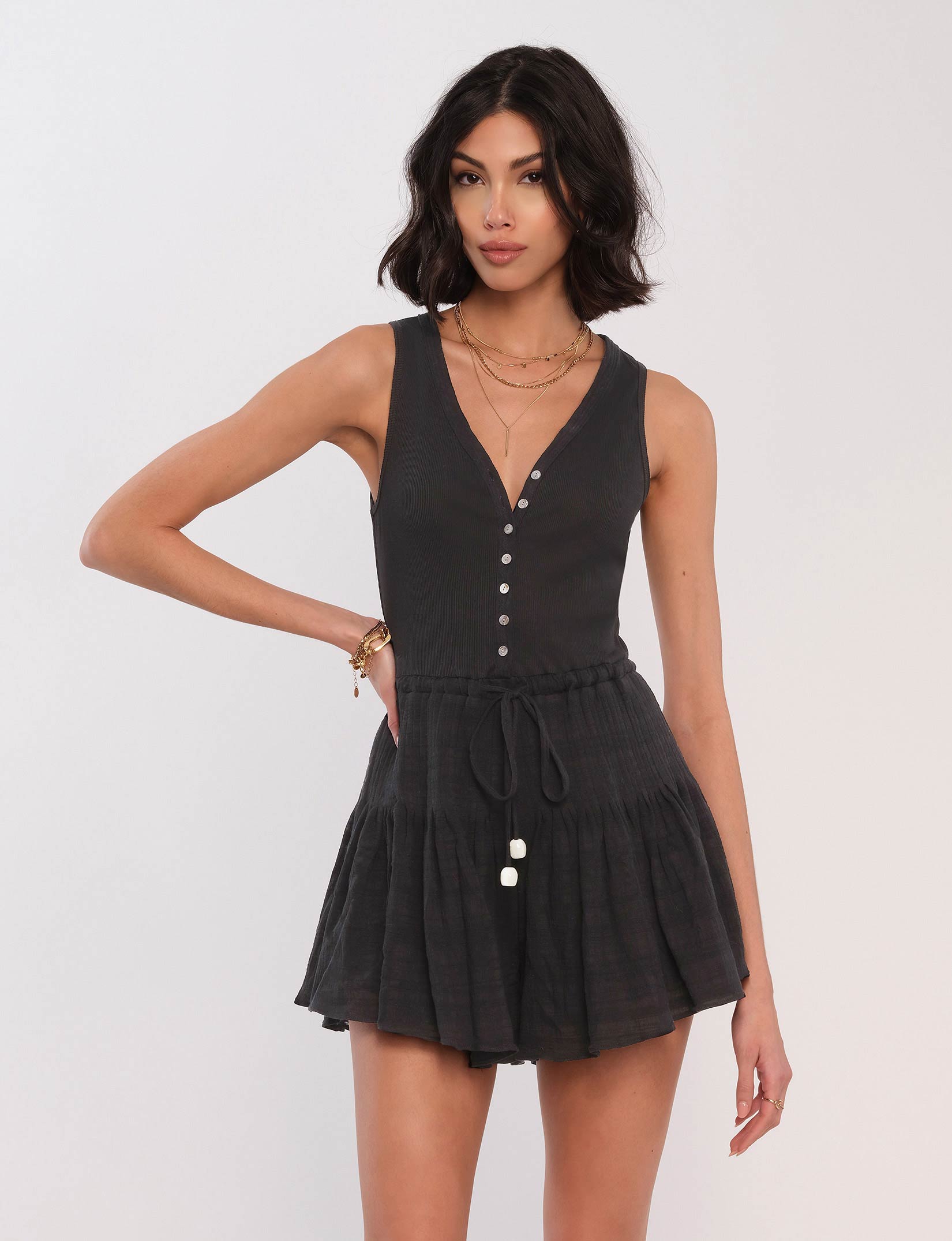 Two-Tone Ribbon Romper black / M herlipto Two-Tone Ribbon Romper