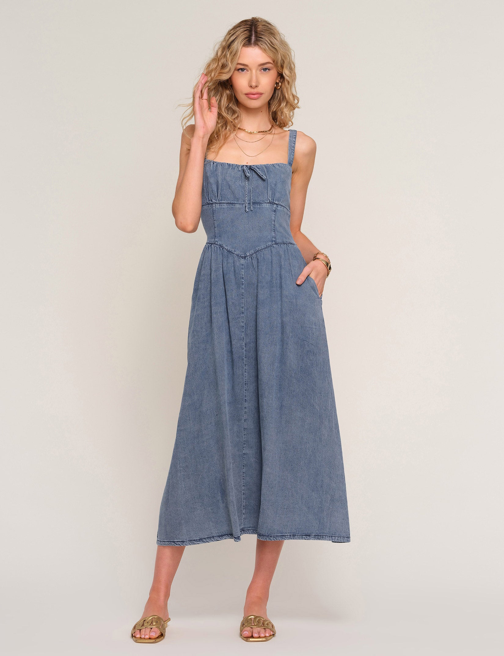 Heartloom delcia dress - women's denim midi dress