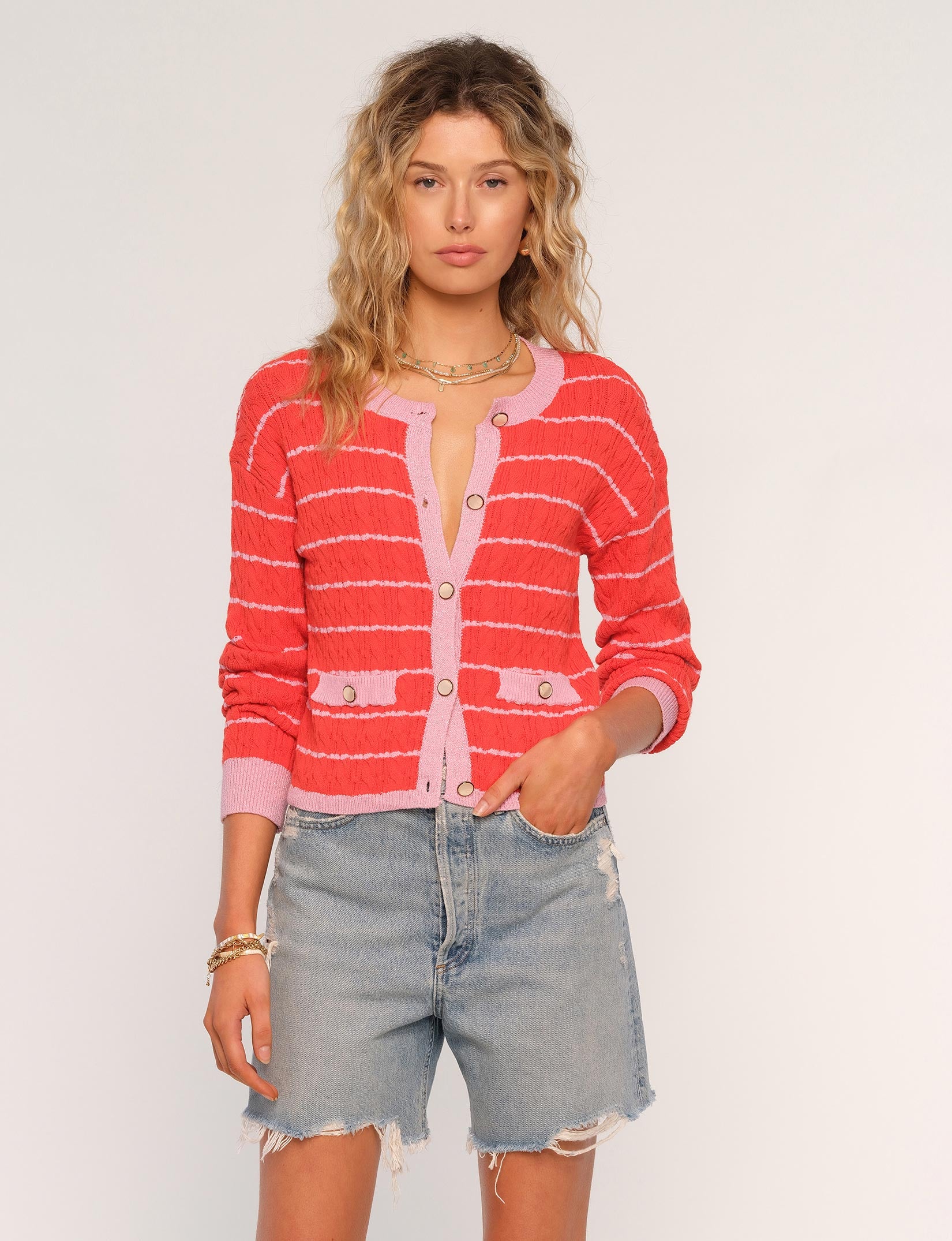Sadie & Sage - Heart Cardi Navy White Heart
