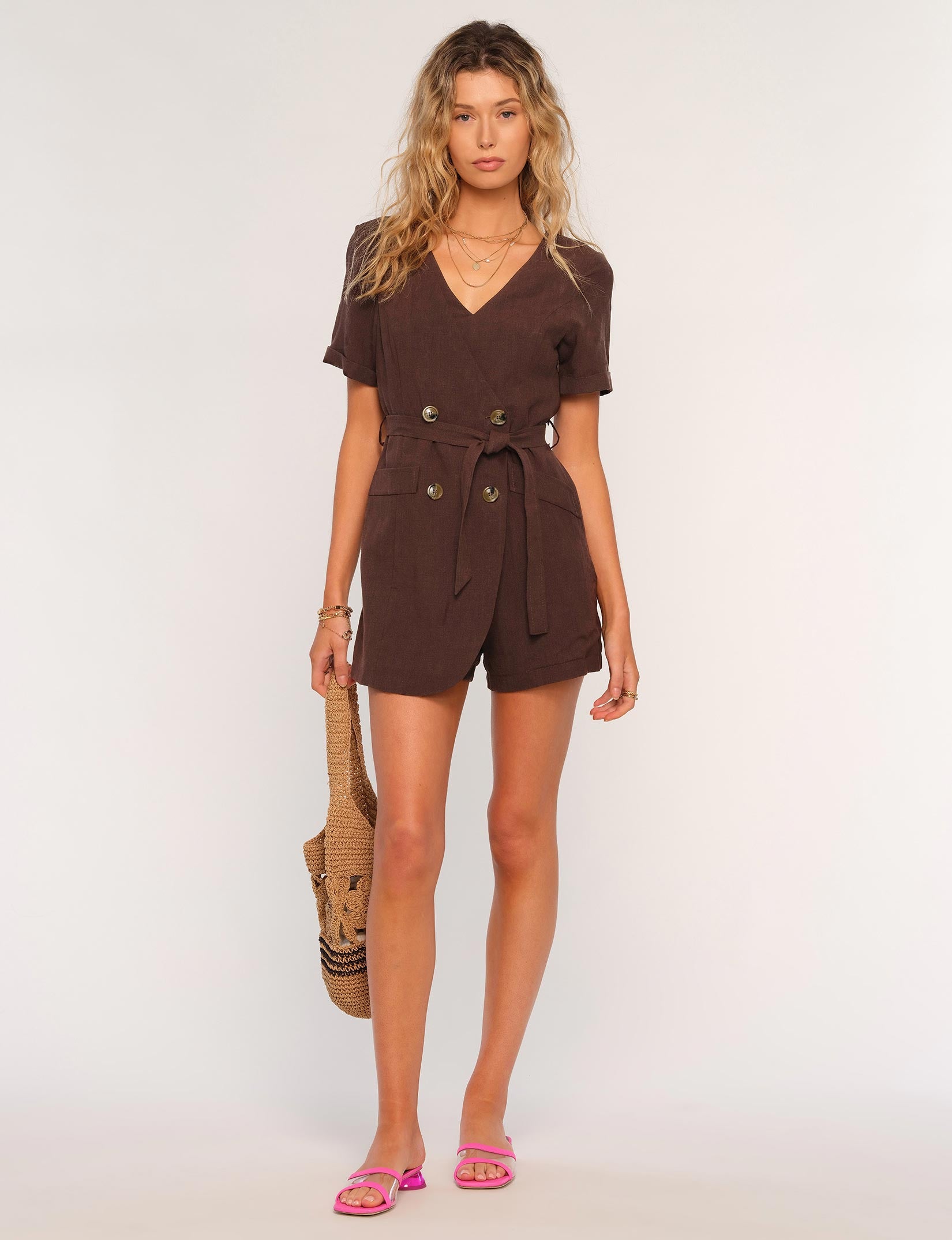 HEARTLOOM Parina Romper in Brown - size XS HEARTLOOM Parina Romper in Brown - size XS