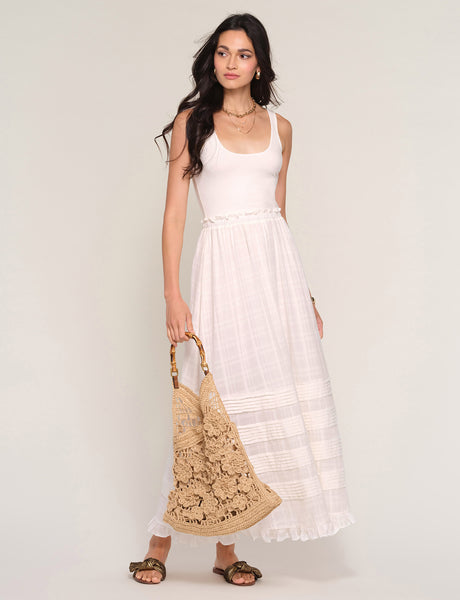 edina cotton maxi dress Edina Embroidered Cotton Midi Dress in Pansy Embroidery White