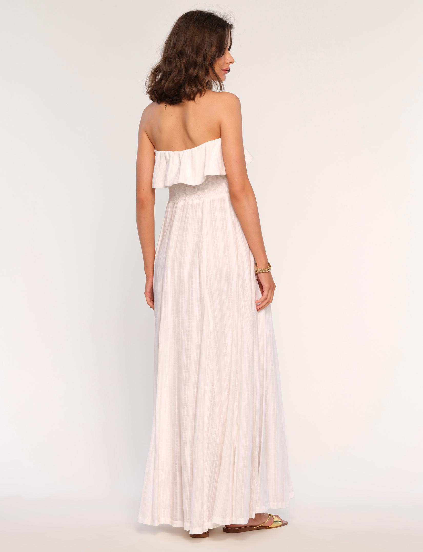 owen cream crepe bandeau dress Cleo Bandage Maxi Dress - Cream